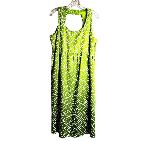 Lemmie for Nina Leonard Linen Blend Shift Dress Size 10 Green Lined Cute Chic - Picture 1 of 16